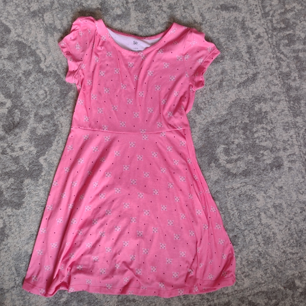 Girls pink floral SO dress Size 10/12